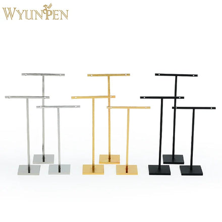 WYP Golden T-Bar Metal Jewelry Display Stands Earring Display Stand Holder Set Accessory for Elegant Store Setup