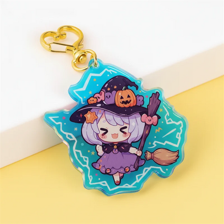 Customized Cute Acrylic Pendant Customized Acrylic Keychain Gradient Background Epoxy Holographic Pendant