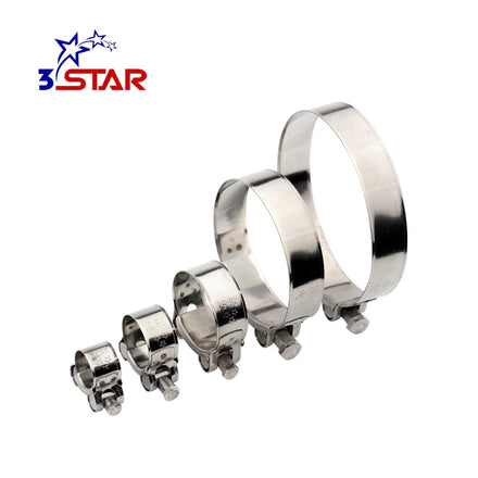 17-19MM Heavy Duty Polished Stainless Steel Hose Clamp Single Bolt Head M5*40 Screw for Automotive Connection Adjustable Inch