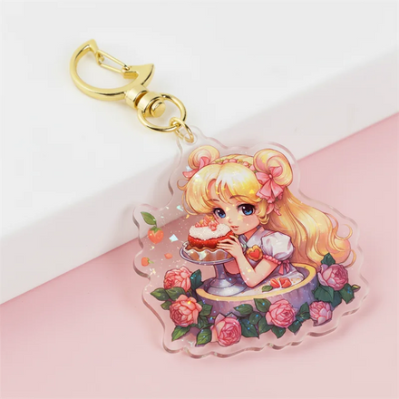 Customized Micro-Labeled Transparent Acrylic Keychain Custom Creative Printing Gradient Background Color Keychain Epoxy Resin