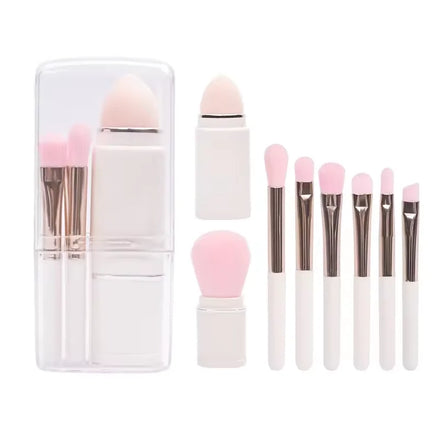 Professional 8 in 1 Portable Powder Blush Foundation Retractable Makeup Brush Set Cosmetic Beauty Tool