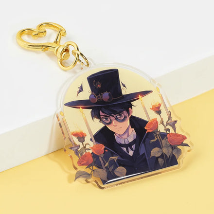 Customized Acrylic Amulet Custom Printed Transparent Cartoon Animation Plastic Holographic Star Diamond Effect Keychain