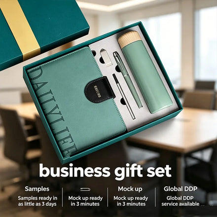 Corporate Gift Set A5 PU Notebook with Pen 8 16 GB USB Drive 250 ml Water Bottle for VIP Client OEM Custom Logo Luxury Gift Set