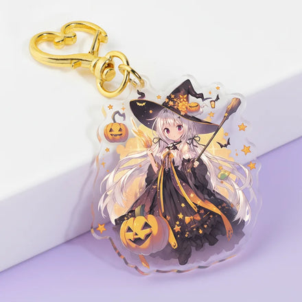 Customized Custom Sublimated Plastic Keychain Sparkling Holographic Sequins Cute Charm Clear Anime Acrylic Keychain
