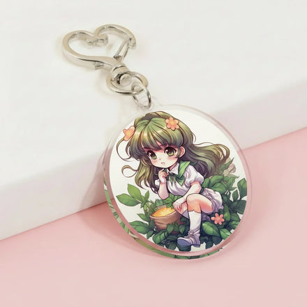 Custom Bulk Promotional Plastic Acrylic Clear Glitter Epoxy Anime Charm Keychain