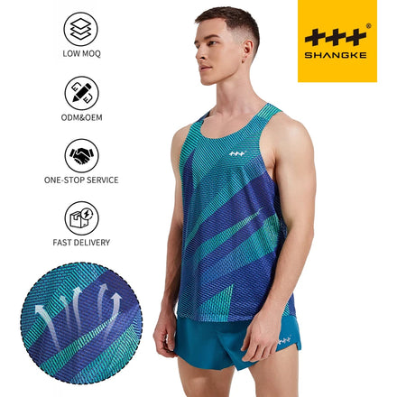 Lightweight Men's Custom Sporty Running Singlet Quick Dry Breathable Marathon Tank Top Sleeveless Workout Shirt