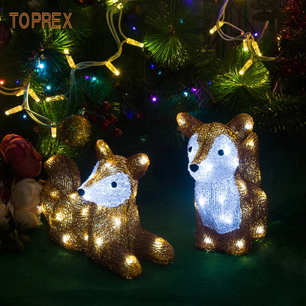 Outdoor Artificial Style Christmas Decorations Waterproof Acrylic Night Light Resin Craft Decoration Garden Squirrels Sculpture