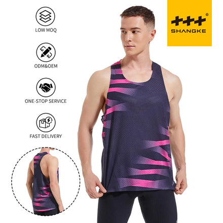 Personalized Sublimation Sport Summer Men's Seamless Ultra-Light Breathable Quick Dry 100% Polyester Marathon Running Tank Top