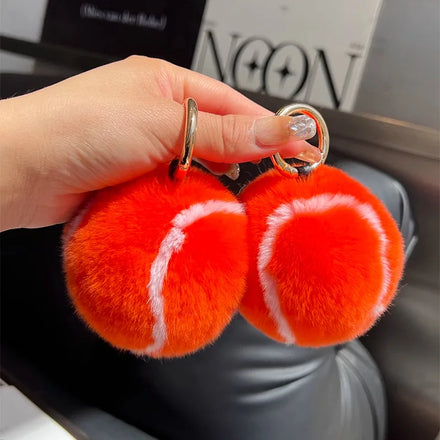 Factory Direct Sales Tennis Pendant Real Rex Rabbit Keychain Plush Accessories Can Be Used for Any Decoration