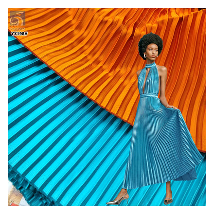 Cheap 4810 Polyester Matte Dull Pleated Satin Fabric 150gsm 7mm Size Pleated Accordion Satin Fabric Straightening Measurement