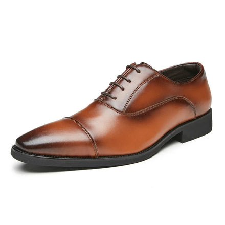 Leather Shoes Men's Triple Joint Business Men's Formal Soft Soled Oxford Lace up Pointed Toe Shoes