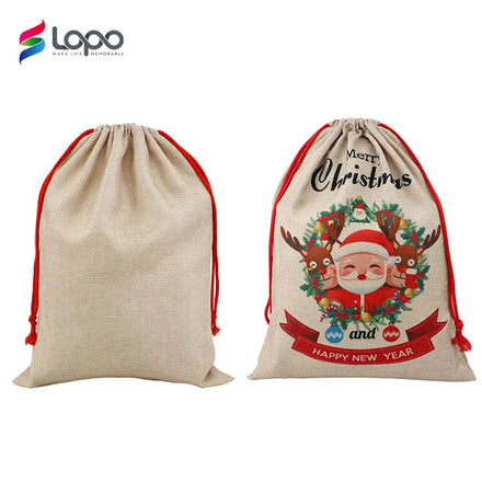 Wholesale Factory Vintage Faux Burlap 50*66Cm Xmas Sack Christmas Sack Sublimation Blanks Eco Friendly Durable
