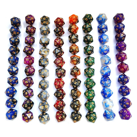 20mm Two Color Starry Sky Number Pearl Pattern Digital Custom Acrylic Bulk Polyhedral D20 Dice