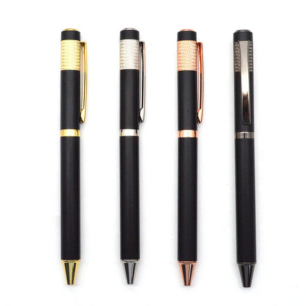 MOQ 1000 Metal Promotional Pens with Custom Logo Engraved Twist Ball Pens Feather Body Blue/Black Ink Novelty