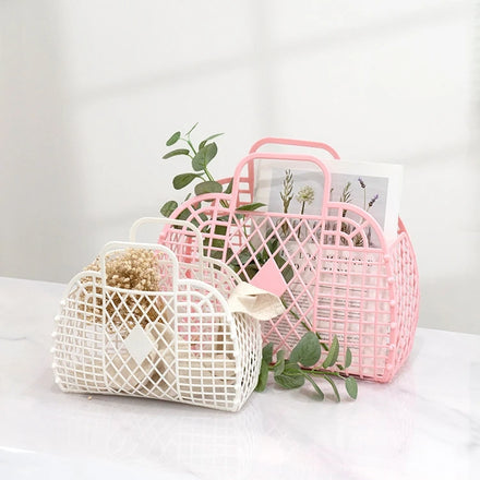 Wholesale Kid Girls Large Easter Basket Woman Summer Portable Vacation 2023 Plastic Pvc Fashion Beach Retro Jelly Basket Bag