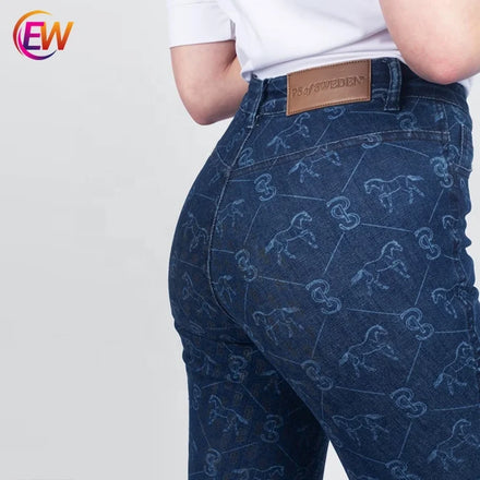 EW Guangzhou Denim Leggings Equestrian Jodphur Beeches Denim Horse Equitacio Jeans in China