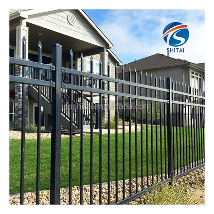 Hot Sale Outdoor black powder coated fencing welded home garden steel fence waterproof steel picket fence panels for protect garden