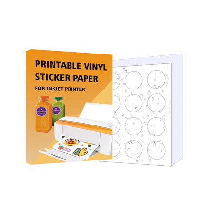 Custom Shape Circle Vinyl Pre-cut Sticker 1 2 Round Glossy White Waterproof Die Cut Label for Water Bottle and Brand Logo