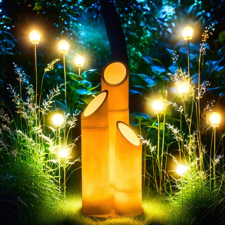 Outdoor Festival Lighting Realistic Luminous Bamboo Light Short Pieces Decorative Glass Fiber Led Garden Landscaping Lights