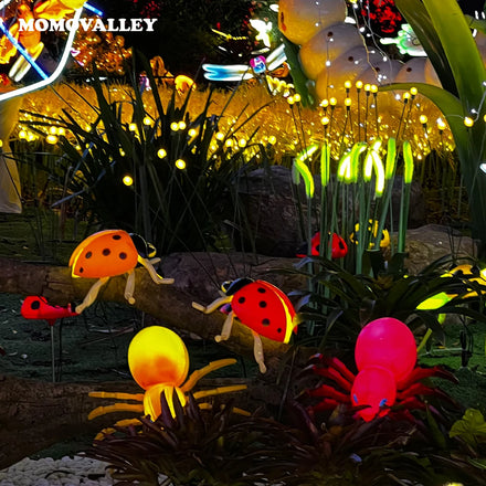 Red & Yellow LED Glowing Ladybug Garden Decoration Outdoor Christmas Light Decorative Lamp with IP65 Rating for Garden