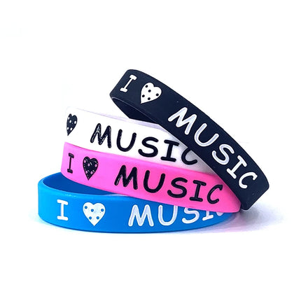 Debossed Silicone Wristband Rubber Bracelet Customized Logo Bulk Order Music Theme Fan Gift Daily Wear Band