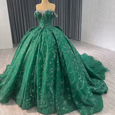 Jancember 241043 Rhinestone Off Shoulder Dark Green Evening Formal Gowns