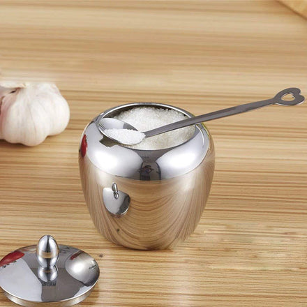 Kitchen Seasoning Jar Metal Restaurant Table Spoon Stainless Steel Turkish Lid Sugar Bowl