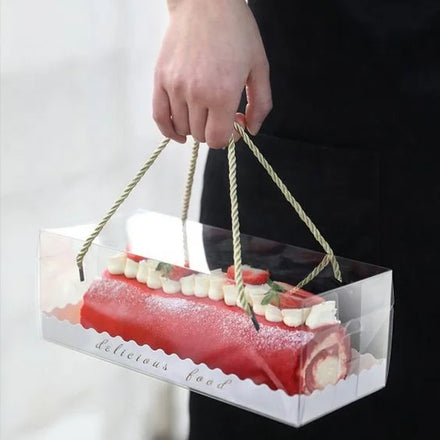 Eco-Friendly Transparent Bakery Cake Packaging Paper Boxes Luxury Cupcakes Sushi for Cookies Matt Food Grade Rope Custom