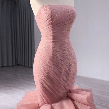 Jancember 241014 Beautiful Lace Tulle Fabric Mermaid Slim Evening Party Dresses