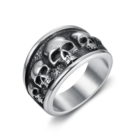 Punk Rock Hip Hop Skull LM Brand Stainless Steel Finger Ring with 3 Colors for DND RPG for Tabletop Games