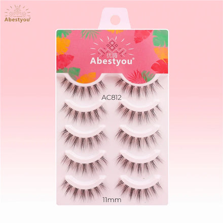 Abestyou Customized Logo Clear Band Synthetic Hair Handmade High Quality 3D Natural Style False Eyelashes with Boxes