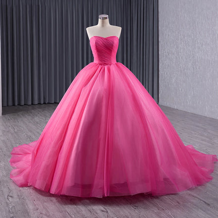 Jancember 241033 Princess Fuchsia Strapless Puffy Quinceanera Ball Gown Dresses