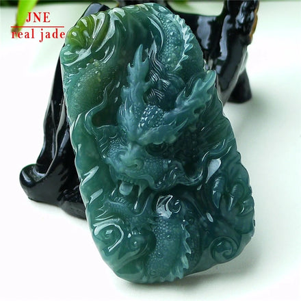 Myanmar Natural a Type Jadeite Jade Pendant Blue Water Dragon Pendant Emerald Pendant 79.08