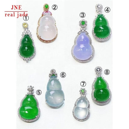Natural a Type 18K Gold Inlaid Ice-Like Ruyi Ping an Retaining Ring Buddha Fu Melon & Beans Lucky Pendant Jade Emerald Pendant