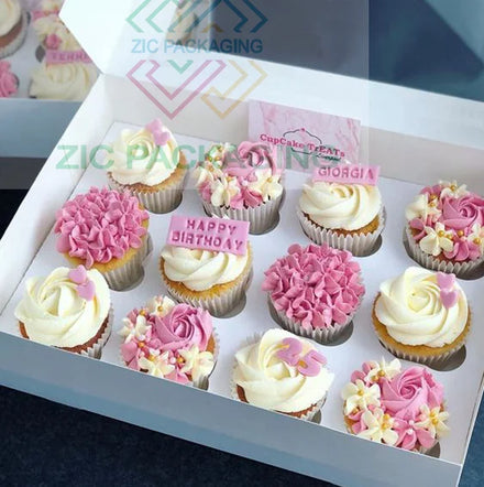 Eco Friendly Takeaway Mini Small Cake Donuts Sushi Crepe Brownie Cupcake Bakery Cookie Paper Packaging Boxes with Inserts Window