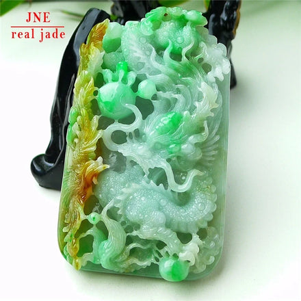 Myanmar Natural a Type Jadeite Jade Pendant Green SANCAI Dragon Brand Emerald Pendant 103.10