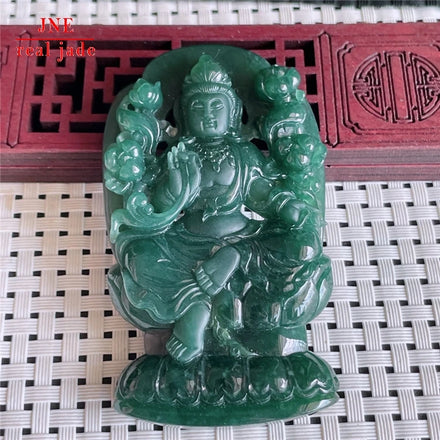 Myanmar Natural a Type Jadeite Jade Pendant Blue Water Mahasthamaprapta Emerald Pendant 79.37