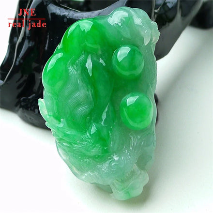 Myanmar Natural a Type Jadeite Jade Pendant Yang Green Dragon Brand Emerald Pendant 39.43