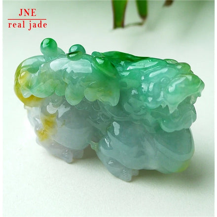 Myanmar Natural a Type Jadeite Jade Pendant Double Color Yellow and Green Pendant Emerald Pendant 62.81