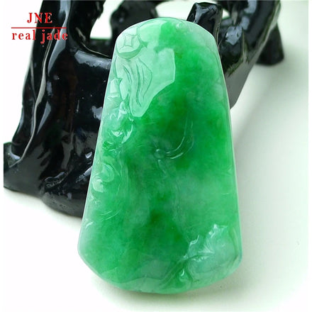 Myanmar Natural a Type Jadeite Jade White Pendant Full of Green Lotus Fish Emerald White Pendant 28.80