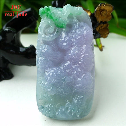 Myanmar Natural a Type Jadeite Jade Pendant Spring Colorful Floating Green Tiger Zodiac Emerald Pendant 66.97