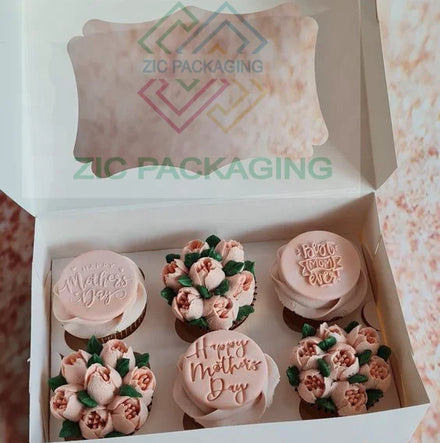 Eco-Friendly Luxury Pink Paper Packaging Boxes for Bakery Items Takeaway Cake Brownie Cookie Insert Window Matt Lamination
