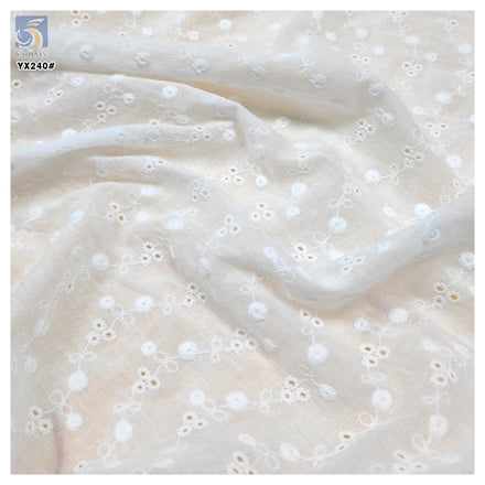 YX240 New Arrival 110gsm Summer Soft Lace Fabric Water Soluble Embroidery Pure White 100 Cotton Lace Fabric