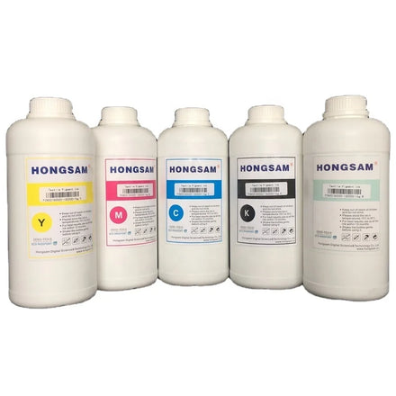 HONGSAM Premium Textile Pigment Ink 1000ml CMYK White DTG Ink for Epson Printhead DTG Printer T-shirt Printing.