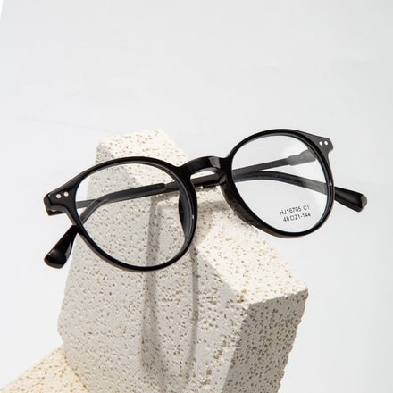 Women Men's Half Titanium Optical Glasses Fashion Eye Glass Frames with Anti-Blue Light for Diamond Face Shape Round Eyeglasses
