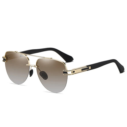 New Arrival Polarized Men Sunglasses Oversized Metal Glasses Frame Double Bridge Sun Shade Factory Wholesales 2024
