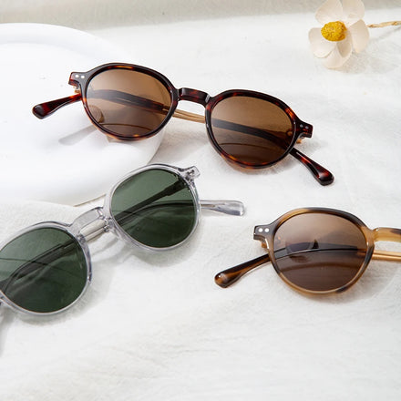Custom Vintage Designer Polarized Sunglasses Half Titanium Round Sun Glasses for Men and Ladies Optical Eyewear Shades