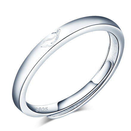Fine Jewelry Animal Dolphin Love Women's S925 Sterling Silver Trendy Wedding Engagement Gift Open Finger Ring