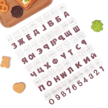 Origin Supply 5pcs Cookmold Plastic Simulation Baking Suit Russian Digital Alphabet Cake Mold for Dough Use