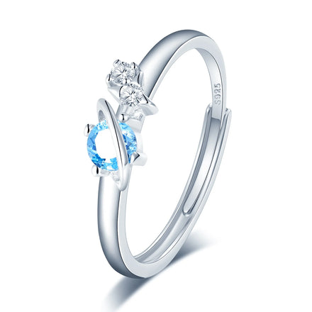 Happy Planet Star Openwork Silver Ring 925 Sterling Silver Open Finger Rings for Girls Fine Jewelry